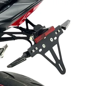 Kennzeichenhalter Edelstahl schwarz für Honda CB650R / CB650RA, CBR650R / CBR650RA, ab 2024
