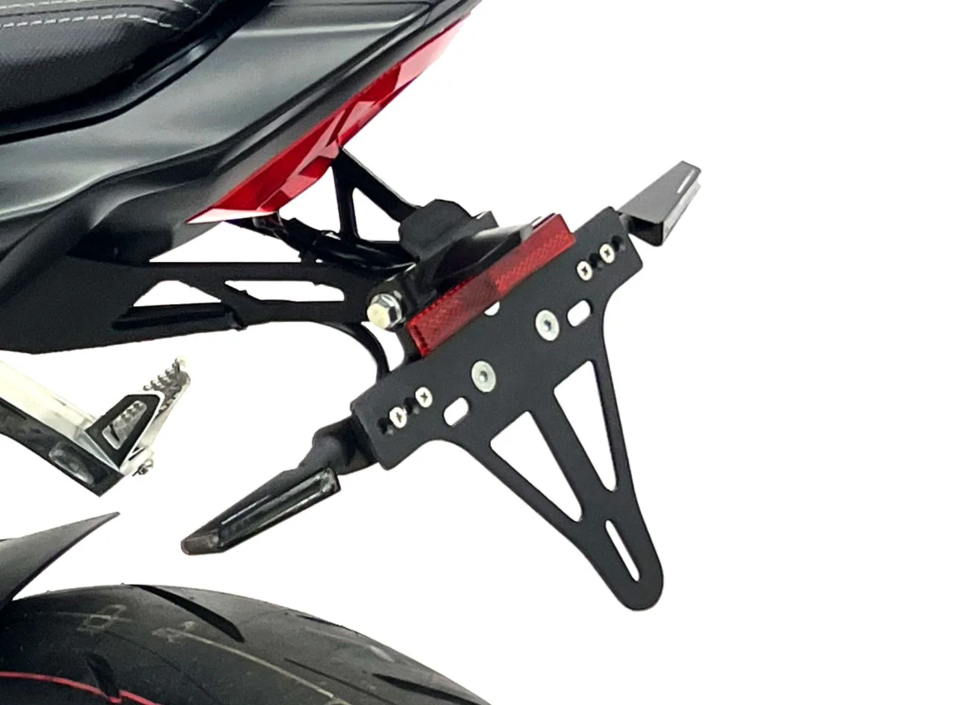 Kennzeichenhalter Edelstahl schwarz für Honda CB650R / CB650RA, CBR650R / CBR650RA, ab 2024