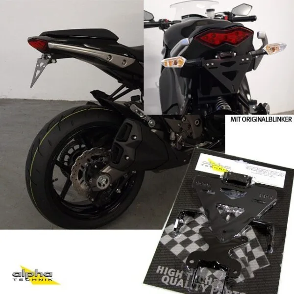 Kennzeichenhalter für Kawasaki ZX10R; Typ ZXT00E,ZXT00F; Modelljahr 2008-2010