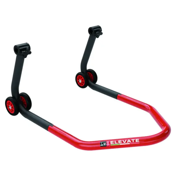 LV8 ELEVATE Universal-Montageständer für Vorderrad mit Kegelaufnahmen, Schwarz/Rot