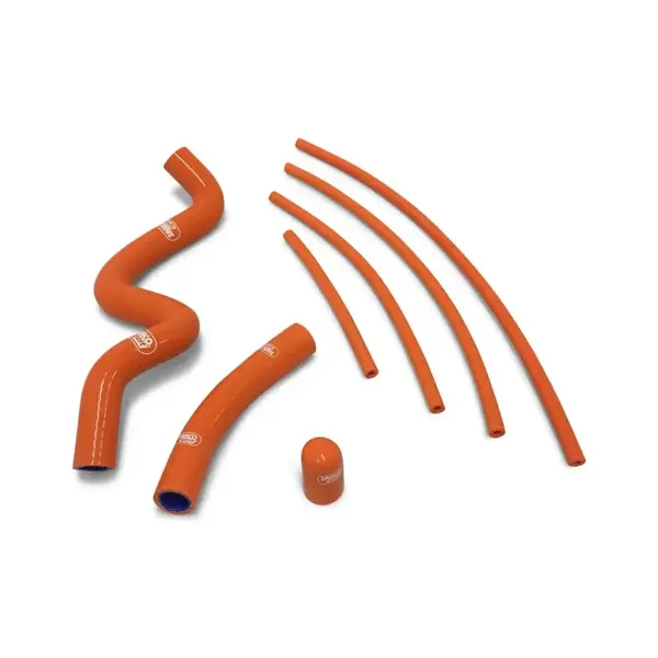 SAMCO SPORT Siliconschlauch Kit Thermostat Bypass orange für KTM 390 RC Modelljahr 2014-2020