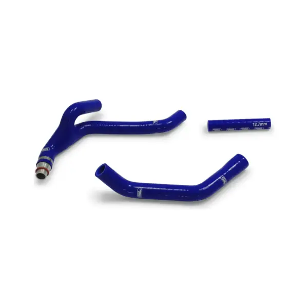 SAMCO SPORT Siliconschlauch Kit Y-Stück - Race Design mit Alu-Stück blau für Yamaha WR450F YZ450F Elec Start Modelljahr 2018-2022