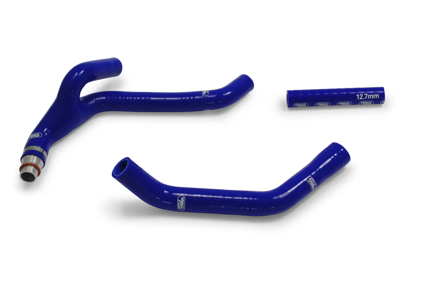 SAMCO SPORT Siliconschlauch Kit Y-Stück - Race Design mit Alu-Stück blau für Yamaha WR450F YZ450F Elec Start Modelljahr 2018-2022